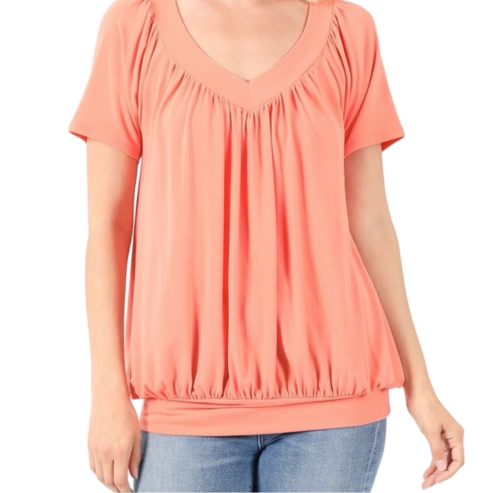 Zenana Outfitters Butter Orange Short Sleeve Top